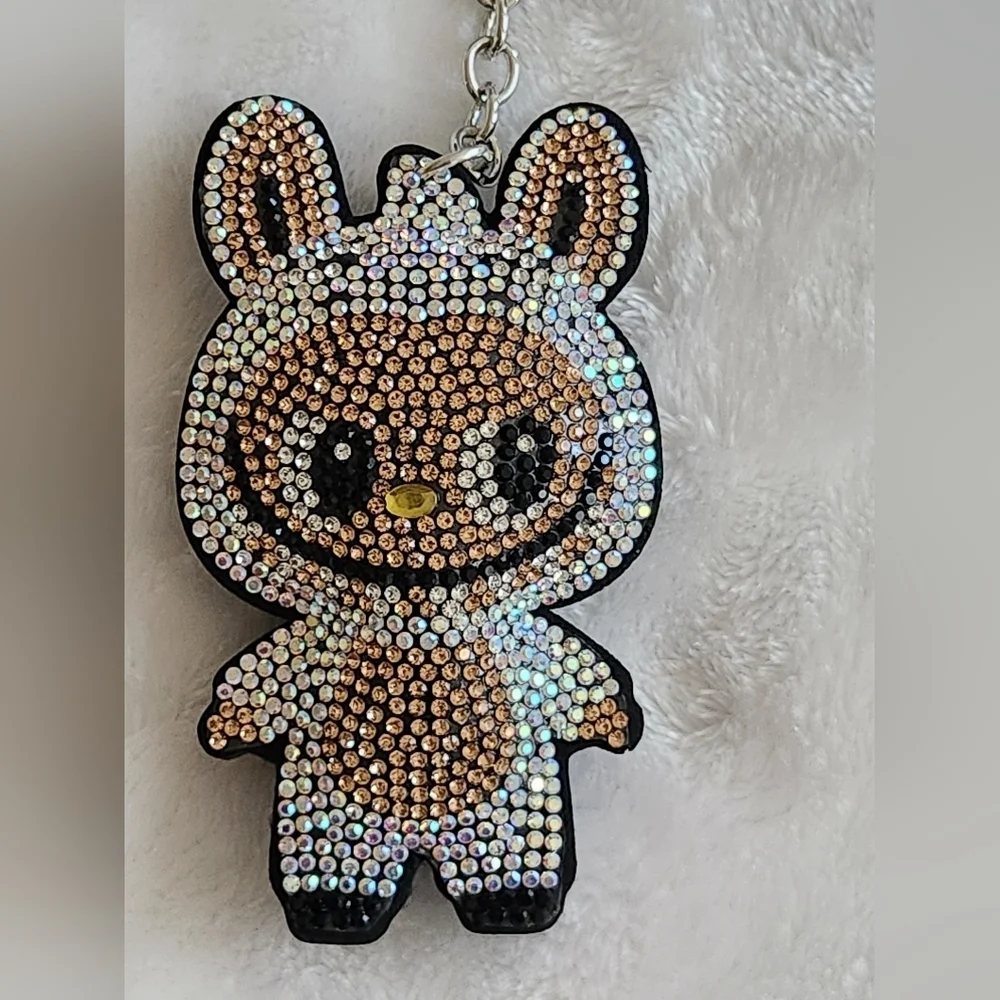 Labubu Sparkling White Silver Keychain Bag Charm